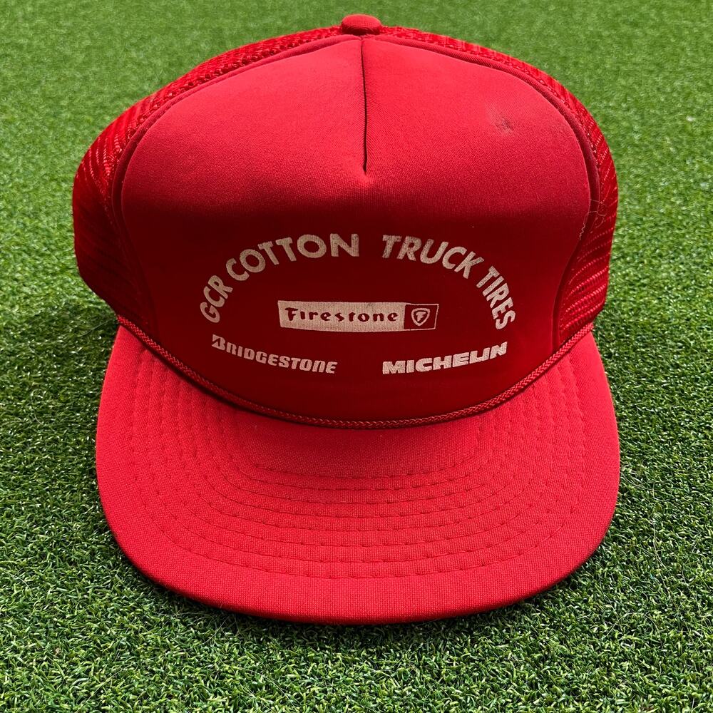 Vintage 90s Firestone Bridgestone Michelin GCR Cotton Truck Tires Trucker Hat